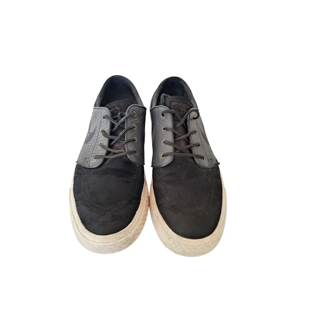 Nike Zoom Stefan Men Janoski Slip-On Leather Skate‎ Shoe Black White Size 11